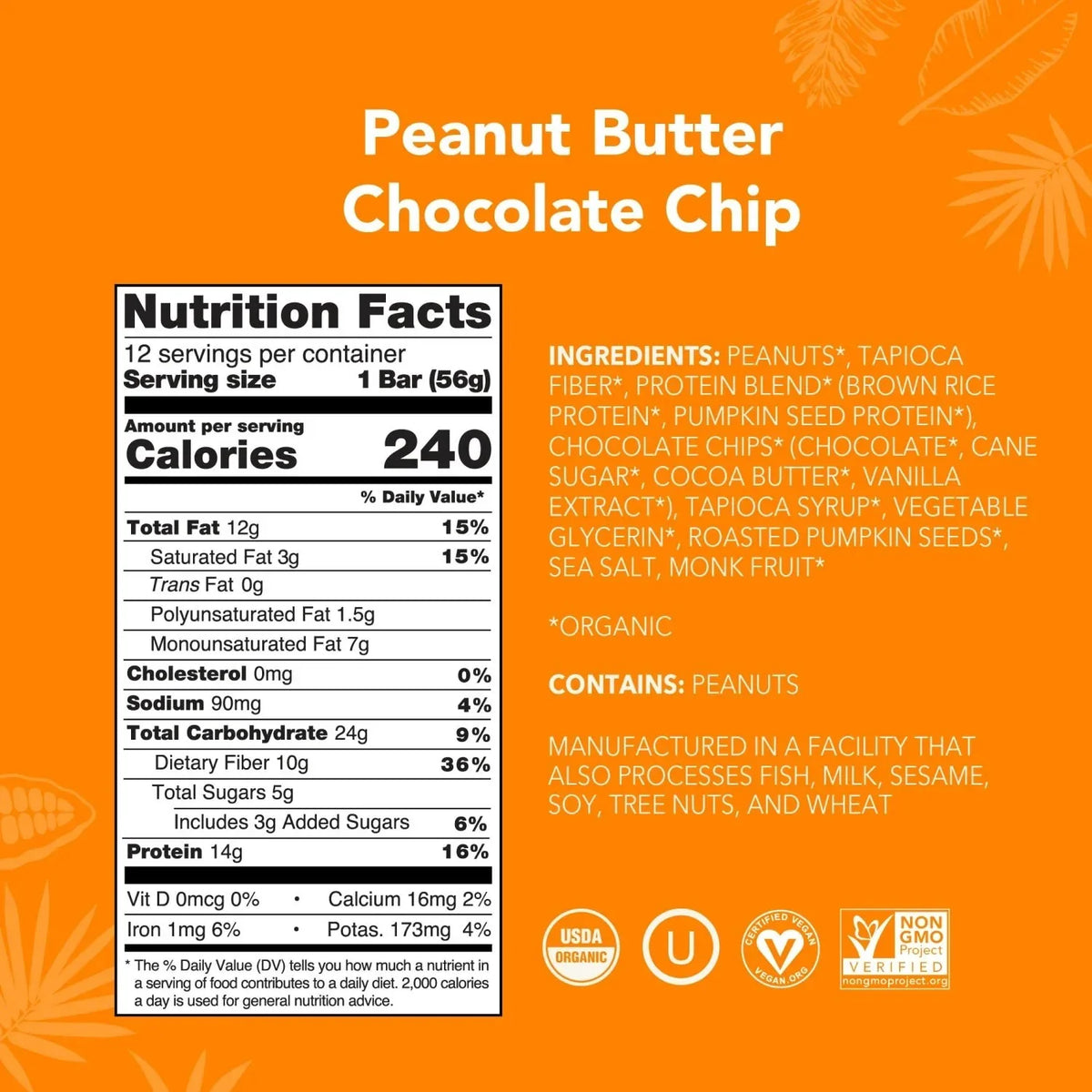 Peanut Butter Chocolate Chip - Protein Bars - Plant-Based Fuel for Busy Days H6