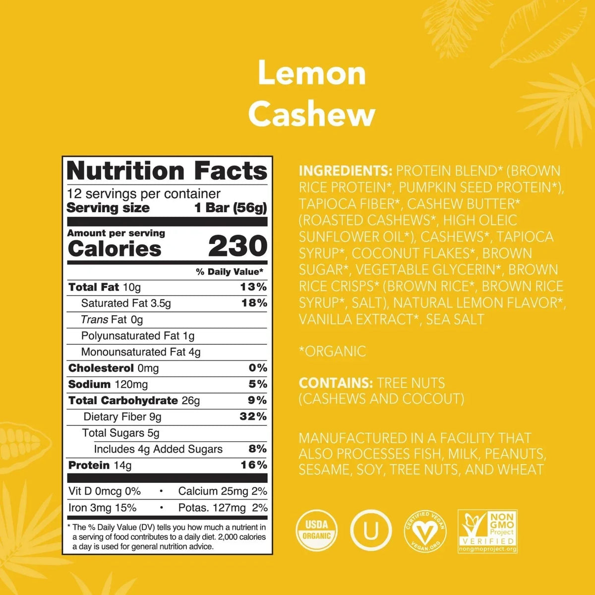 Lemon Cashew - Protein Bars - Plant-Based Fuel for Busy Days K9