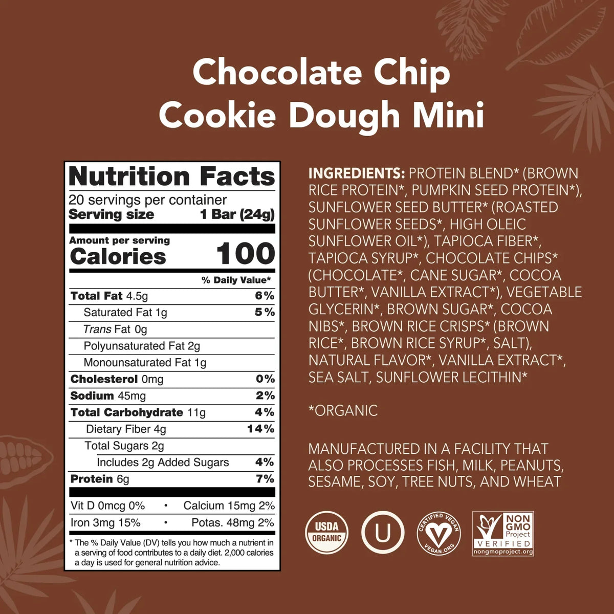 Chocolate Chip Cookie Dough - Mini Bars - Everyday Nutrition Made Delicious N8