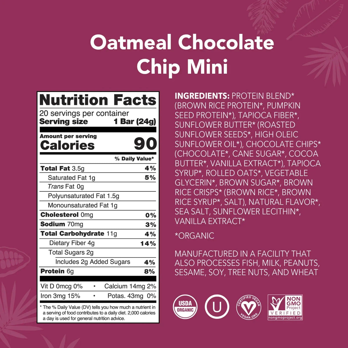 Oatmeal Chocolate Chip - Mini Bars - Protein-Packed and Ready to Go G6