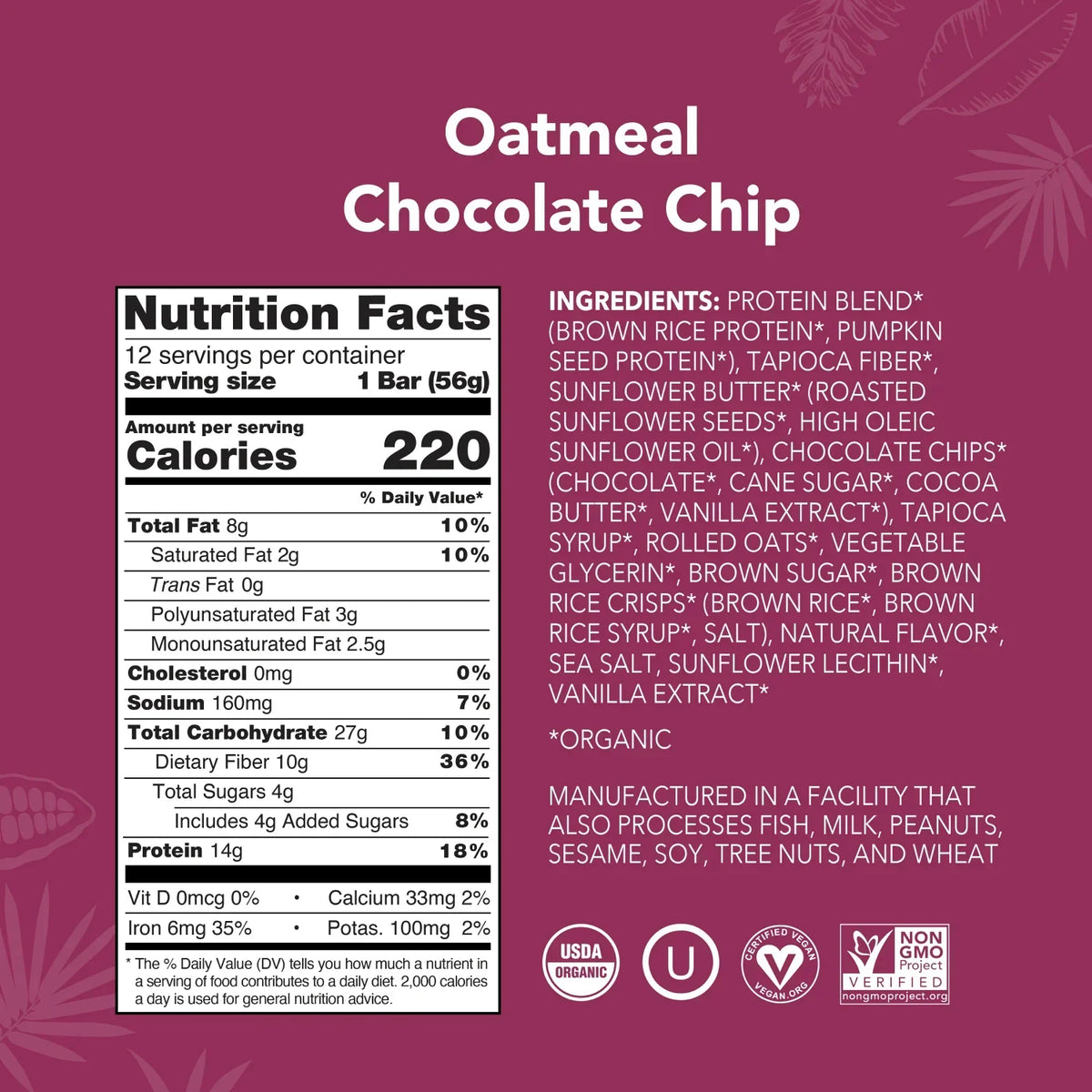 Oatmeal Chocolate Chip - Protein Bars - Everyday Nutrition Made Delicious E8