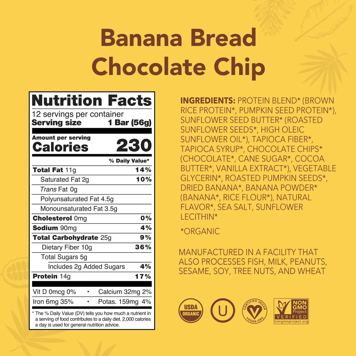 Banana Bread Chocolate Chip - Protein Bars - Plant-Based Fuel for Busy Days F3